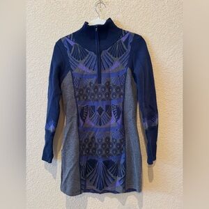 Title Nine Merino Wool Sweater Dress Tunic in purple and blue. Size XS